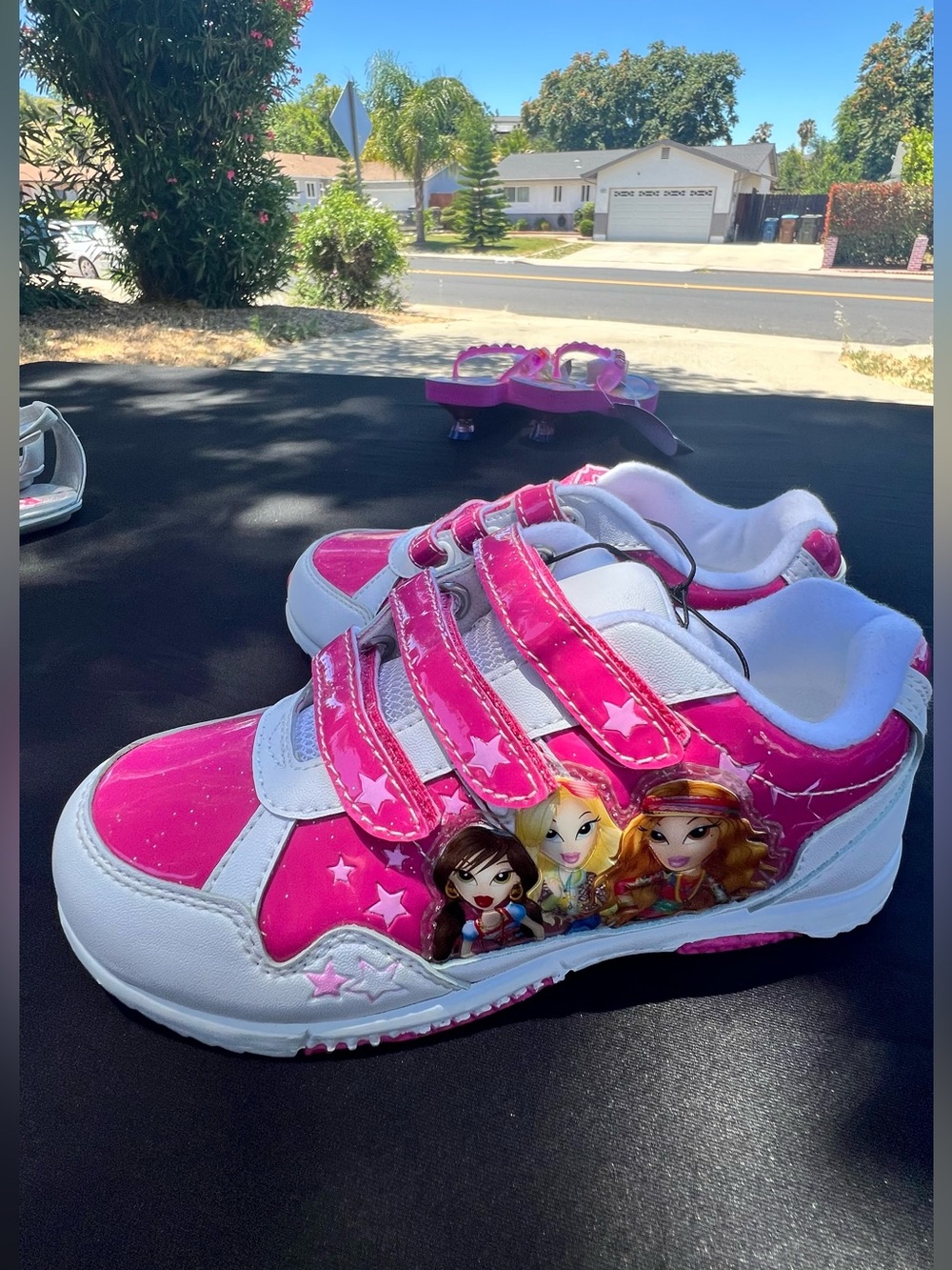 Girls Pink Character Velcro Light-Up Sneakers